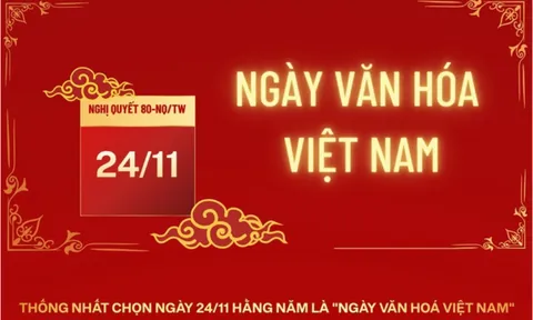 Ngày 24/11 hằng năm là "NGÀY VĂN HÓA VIỆT NAM", người lao động được nghỉ, hưởng nguyên lương